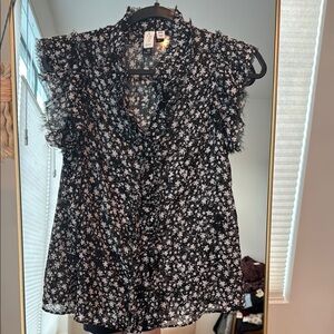 Like New Joie Button Up Ruffle Blouse